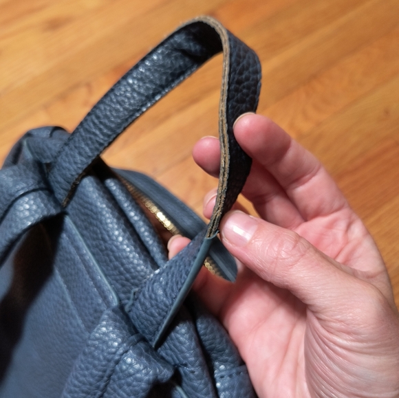 Adrienne Vittadini backpack purse, H 11"/L 13"/ W 5", navy and brown - Picture 11 of 16